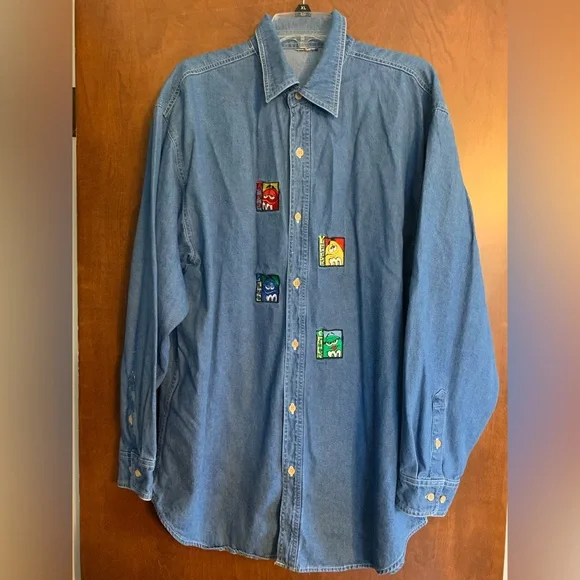 M&M Brand Button Down Denim Shirt - Picture 1 of 7